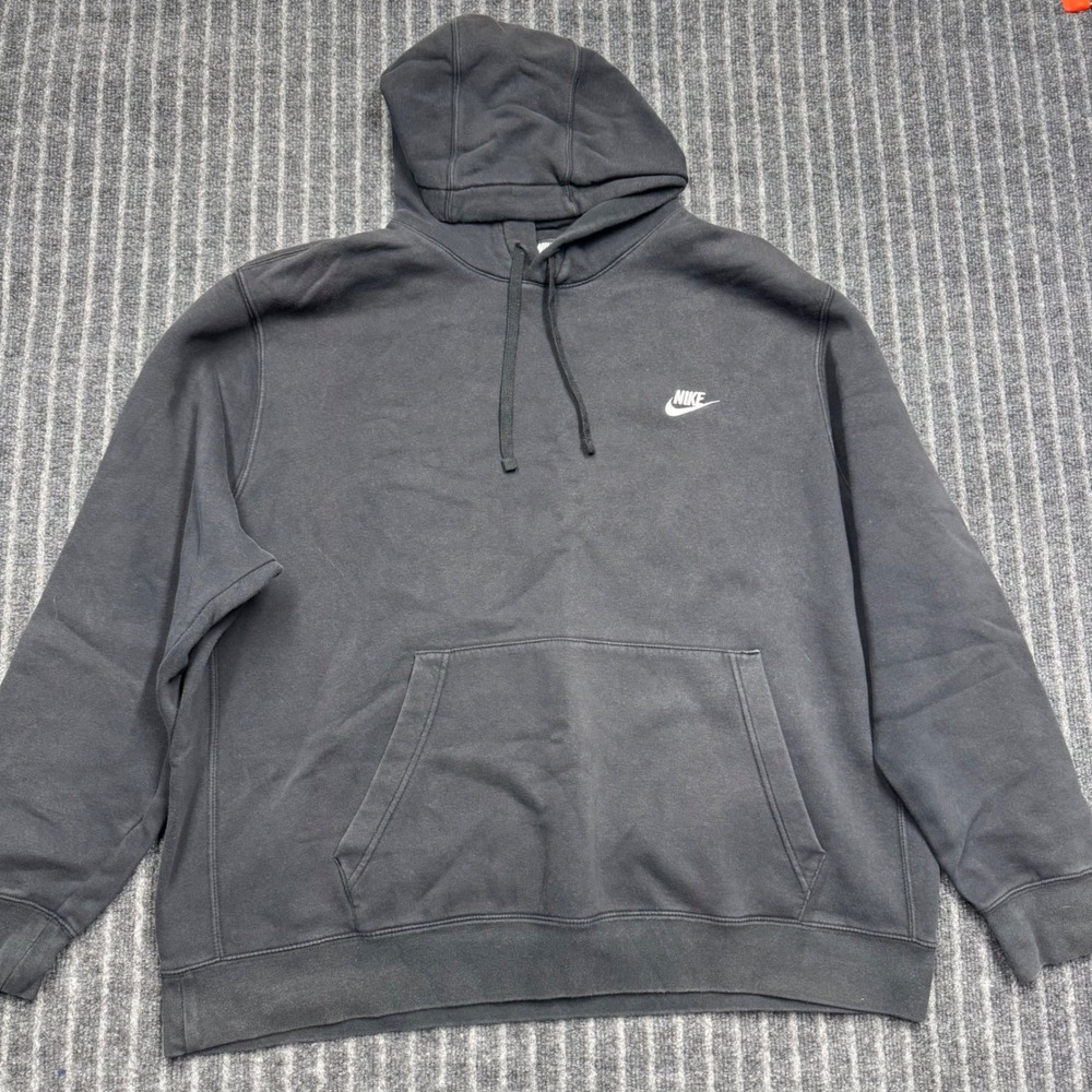 Nike Mens Sportswear Club Fleece Hoodie 2XL Black Pullover Sweatshirt BV2654-010